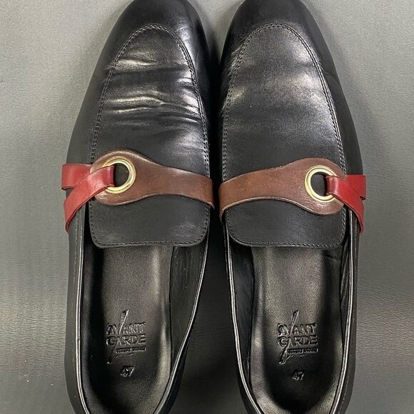 Avant Garde Black leather luxury loafers mens size 14 (47) - Picture 6 of 8